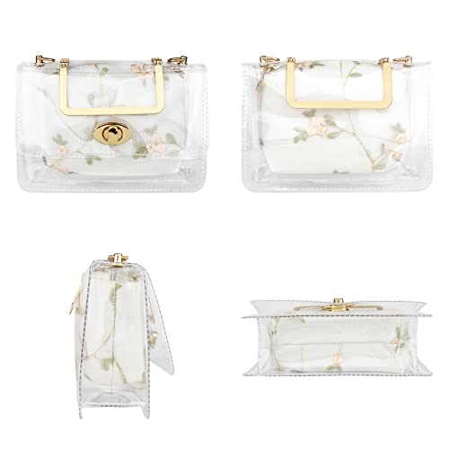 Clear Shoulder Bag Purse, 2 in 1 Transparent Crossbody Bag Jelly Handbag, Polyvinyl Chloride Top Handle Chain Clutch for Women