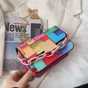 Shoulder Bags for Women Retro Vintage ladies fashion bag hit color belt decoration Color Handbags Ladies Shoulder Bag PVC Fashion Colorful Graffiti Clutch Tote Purse Crossbody Sling Bag Handbag