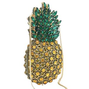 Syolin Boutique Dazzling Mini Pineapple Fruits Crystal Rhinestone Evening Bags and Clutches for Women Formal Dinner Party Purses Handbags.