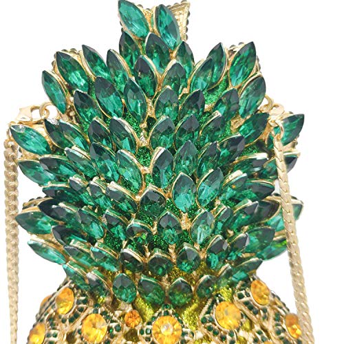 Syolin Boutique Dazzling Mini Pineapple Fruits Crystal Rhinestone Evening Bags and Clutches for Women Formal Dinner Party Purses Handbags.