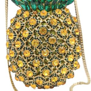 Syolin Boutique Dazzling Mini Pineapple Fruits Crystal Rhinestone Evening Bags and Clutches for Women Formal Dinner Party Purses Handbags.