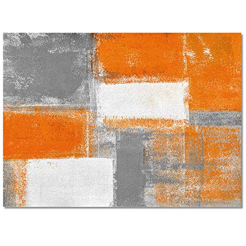 Olivefox Rugs Abstract Geometric Oil Painting Orange Area Rug Non-Slip Stain-Proof Accent Area Rug for Bedroom Living Room Home Decoration, 2x3 Feet Soft Rectangle Carpet Super Absorbent