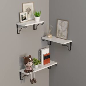 welland white floating shelves for bedroom set of 3 wall shelves for bathroom/living room/kitchen- 11inch, 14inch, 16inch