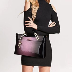XingChen Women Satchel Bags Handle Shoulder Handbags and Purses Pockets Zipper Patent Leather Crossbody Bags(Horizontal Purple)