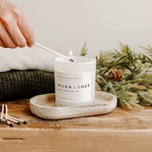 Sweet Water Decor Warm and Cozy Soy Candle | Pine, Orange, Cinnamon, and Fir Winter Scented Candle for Home | 11oz White Jar with Wood Lid, 60 Hour Burn Time, Made in the USA