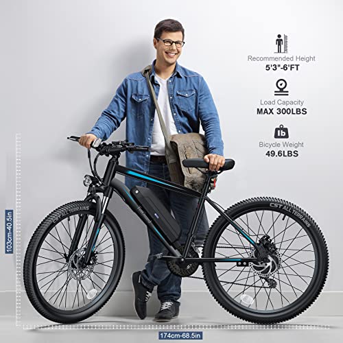 TotGuard Electric Bike, 27.5" Electric Bike for Adults 500W Ebike 21.6MPH Adult Electric Bicycles Electric Mountain Bike,48V 10Ah Removable Lithium Battery,Shimano 21S Gears,Lockable Suspension Fork