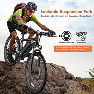 TotGuard Electric Bike, 27.5" Electric Bike for Adults 500W Ebike 21.6MPH Adult Electric Bicycles Electric Mountain Bike,48V 10Ah Removable Lithium Battery,Shimano 21S Gears,Lockable Suspension Fork