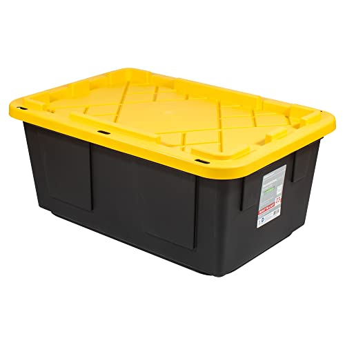 Office Depot® Brand by Greenmade® Professional Storage Totes, 23-Gallon, Black/Yellow, Pack Of 4 Totes