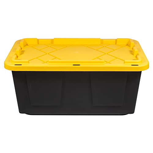 Office Depot® Brand by Greenmade® Professional Storage Totes, 23-Gallon, Black/Yellow, Pack Of 4 Totes