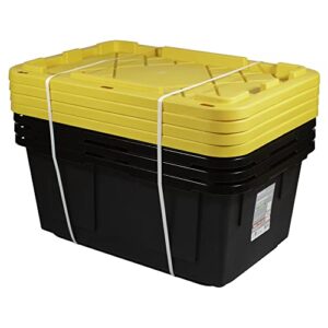 Office Depot® Brand by Greenmade® Professional Storage Totes, 23-Gallon, Black/Yellow, Pack Of 4 Totes