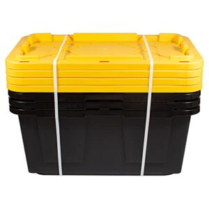 Office Depot® Brand by Greenmade® Professional Storage Totes, 23-Gallon, Black/Yellow, Pack Of 4 Totes