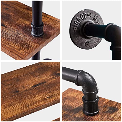 YMYNY Industrial Pipe Shelf Bracket, 2 Tiers and 3 Tiers Retro Wall Mounted Floating Shelf, 24" Farmhouse Bathroom Shelving, Set of 2