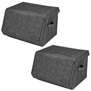fabric cube storage bins with lids 15 x 10.5 x 10 in grey stackable cloth storage boxes foldable clothing baskets for closet shelves organizer ,q-28-2
