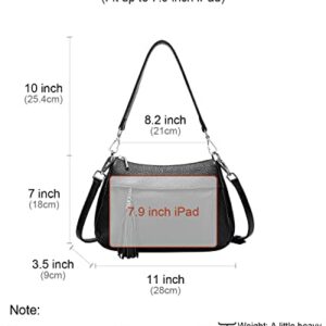 Over Earth Genuine Leather Handbags for Women Crossbody Purse Ladies Small Hobo Shoulder Bag(O111-2E Black)