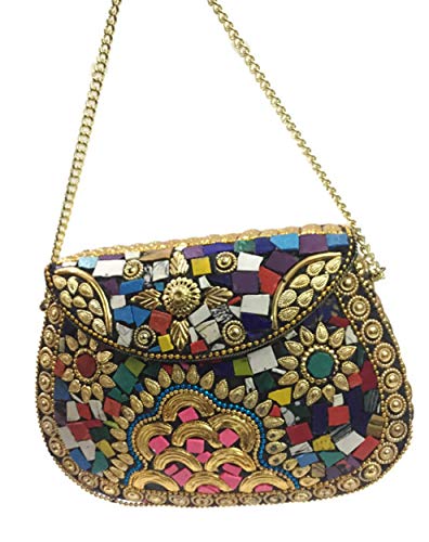 Multi color metal mosaic clutch Wallet purse party bag for women Wedding Box Clutch for Women