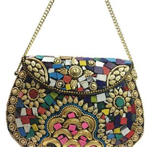 Multi color metal mosaic clutch Wallet purse party bag for women Wedding Box Clutch for Women