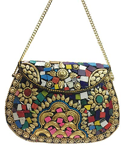 Multi color metal mosaic clutch Wallet purse party bag for women Wedding Box Clutch for Women