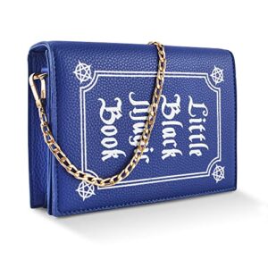ustyle magic book shaped crossbody bag, girl women fashion cute tote bag phone wallet cute shoulder bag with chain strap (blue)