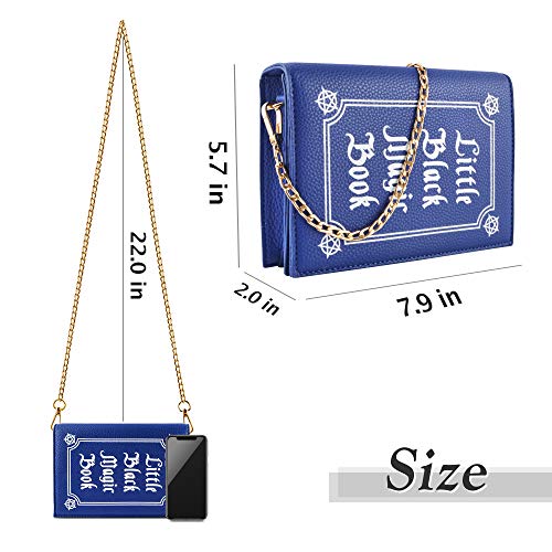 USTYLE Magic Book Shaped Crossbody Bag, Girl Women Fashion Cute Tote Bag Phone Wallet Cute Shoulder Bag with Chain Strap (blue)
