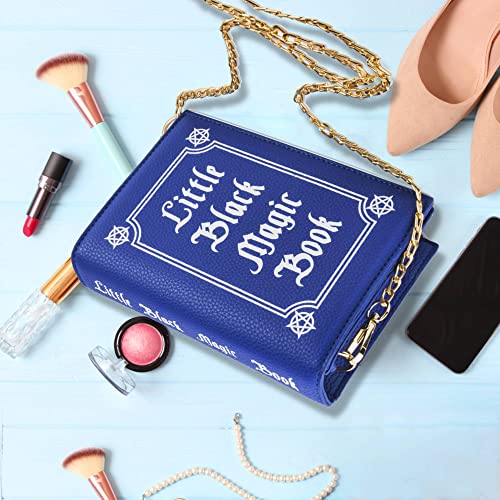 USTYLE Magic Book Shaped Crossbody Bag, Girl Women Fashion Cute Tote Bag Phone Wallet Cute Shoulder Bag with Chain Strap (blue)