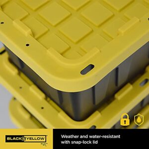 BLACK & YELLOW Original 5-Gallon Tough Storage Containers with Lids, Stackable (6 Pack)