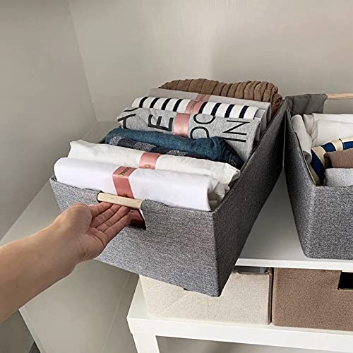 Storage Bin for Shelves Rectangle Baskets for Storage 2 Pack Closet Baskets Foldable Toy Box with Handles for Nursery Home Office Car Dormroom (Gray )