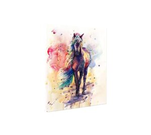 fqjns horse watercolor wall art image oil painting canvas prints for home office bedroom decorations framed ready to hang size 16″x20″(40cmx50cm)