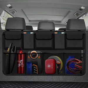 snuopfy car trunk organizer, backseat hanging organizer with 9 large storage bag super capacity -trunk organizer for suv,truck,van -your space saving expert