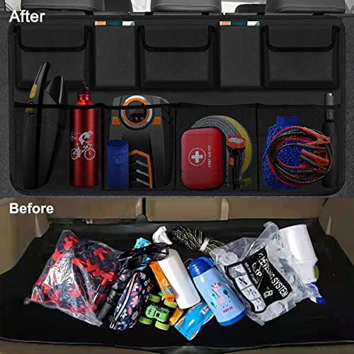 Snuopfy Car Trunk Organizer, Backseat Hanging Organizer with 9 Large Storage Bag Super Capacity -Trunk Organizer for SUV,Truck,Van -Your Space Saving Expert