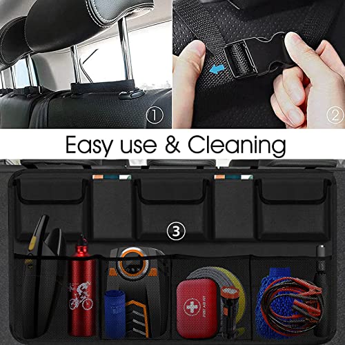 Snuopfy Car Trunk Organizer, Backseat Hanging Organizer with 9 Large Storage Bag Super Capacity -Trunk Organizer for SUV,Truck,Van -Your Space Saving Expert