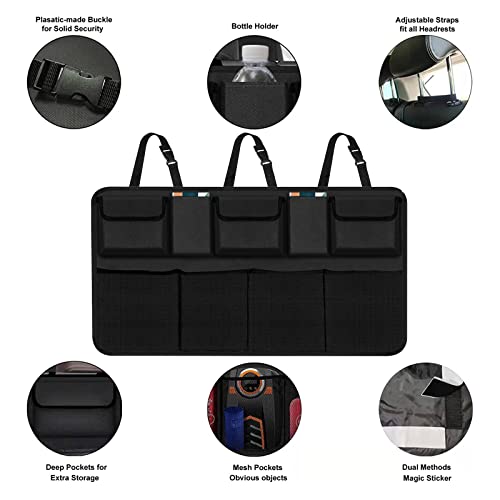 Snuopfy Car Trunk Organizer, Backseat Hanging Organizer with 9 Large Storage Bag Super Capacity -Trunk Organizer for SUV,Truck,Van -Your Space Saving Expert