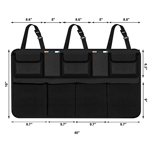 Snuopfy Car Trunk Organizer, Backseat Hanging Organizer with 9 Large Storage Bag Super Capacity -Trunk Organizer for SUV,Truck,Van -Your Space Saving Expert