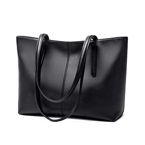 Cnoles Women Tote Bag Leather Handbag Purses And Handbags For Women Ladies Top Handle Large Soft Shoulder Satchel Hobo Bags Black