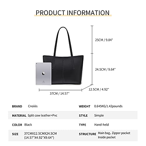 Cnoles Women Tote Bag Leather Handbag Purses And Handbags For Women Ladies Top Handle Large Soft Shoulder Satchel Hobo Bags Black