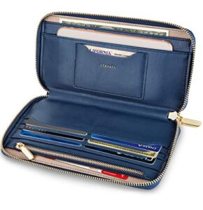 serman brands women’s classic clutch wallets for women rfid blocking. blue purse card wallet w. phone holder (prestige)