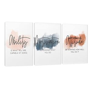 3 piece inspirational canvas wall art, quotes motivational mindset print pictures for office wall decor, triptych entrepreneur poster framed artwork for women men home decor ready to hang (36″wx18″ h)