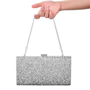 elabest glitter evening clutch bag rhinestone handbag crossbody purse wedding party bag for women and girls (single-sided silver crystal)