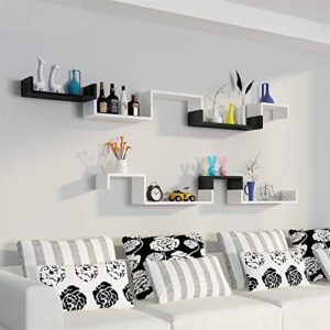 Kcelarec Floating Shelves Wall Mounted, Solid Wood Wall Shelves (Black)