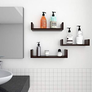 Kcelarec Floating Shelves Wall Mounted, Solid Wood Wall Shelves (Black)