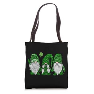 green sweater gnome st. patrick’s day clover irish gnome tote bag