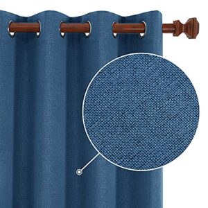 deconovo 100% blackout curtains, room darkening curtains, linen noise reducing curtain 72 inch length, thermal insulated drapes for kids bedroom – 52×72 inch, 2 panels, aegean blue