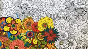 sjprinter giant coloring poster for kids and adults – creative fun for classrooms, care facilities, schools, groups and families (flowers, 24″ x 48)