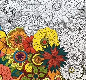 SJPRINTER Giant Coloring Poster for Kids and Adults - Creative Fun for Classrooms, Care Facilities, Schools, Groups and Families (Flowers, 24" x 48)