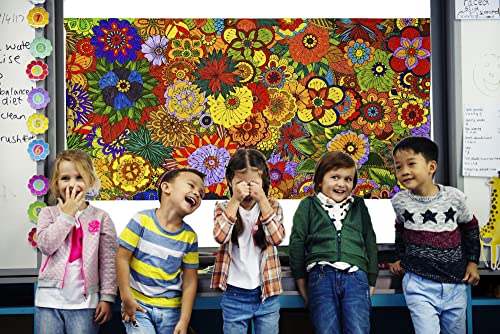 SJPRINTER Giant Coloring Poster for Kids and Adults - Creative Fun for Classrooms, Care Facilities, Schools, Groups and Families (Flowers, 24" x 48)