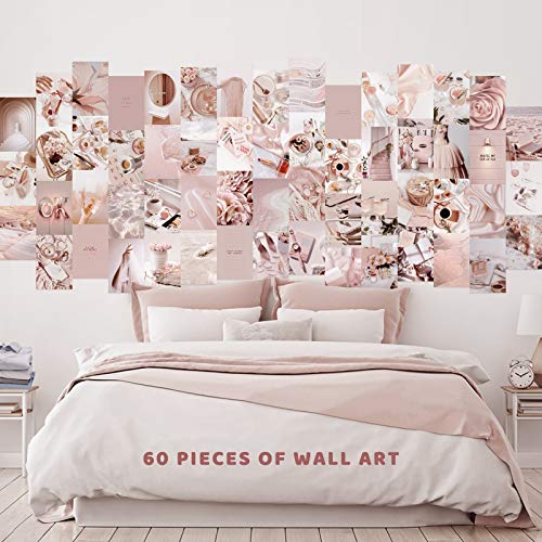 TALLSOCNE Wall Collage Kit Aesthetic Pictures, Pink Room Decor for Teen Girls, VSCO Posters for Bedroom, Dorm Photo Wall Art, Rosy Collage Prints Kits (60 Set 4x6 inch)