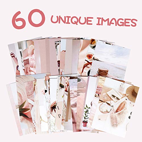 TALLSOCNE Wall Collage Kit Aesthetic Pictures, Pink Room Decor for Teen Girls, VSCO Posters for Bedroom, Dorm Photo Wall Art, Rosy Collage Prints Kits (60 Set 4x6 inch)