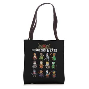 adventurer cats rpg d20 fantasy tabletop roleplaying gamer tote bag