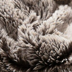 MOONLINE Super Soft Two Tone Faux Fur Throw Blanket, Decorative Fuzzy Warm Cozy Rabbit Fur Throws for Sofa, Couch, Chair, Coffee Brownor (Brown, 50x60)