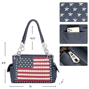 Montana West Patriotic Handbags for Women Concealed Carry Satchel Purse American Pride Flag Tote Shoulder Bags Navy US04G-8085W-NY