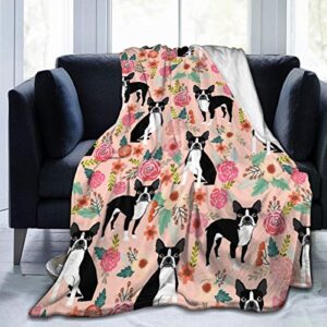 throw blanket dog pet vintage florals fleece blanket fuzzy lightweight soft cozy warm for all season home outdoor travel couch bed sofa decorative